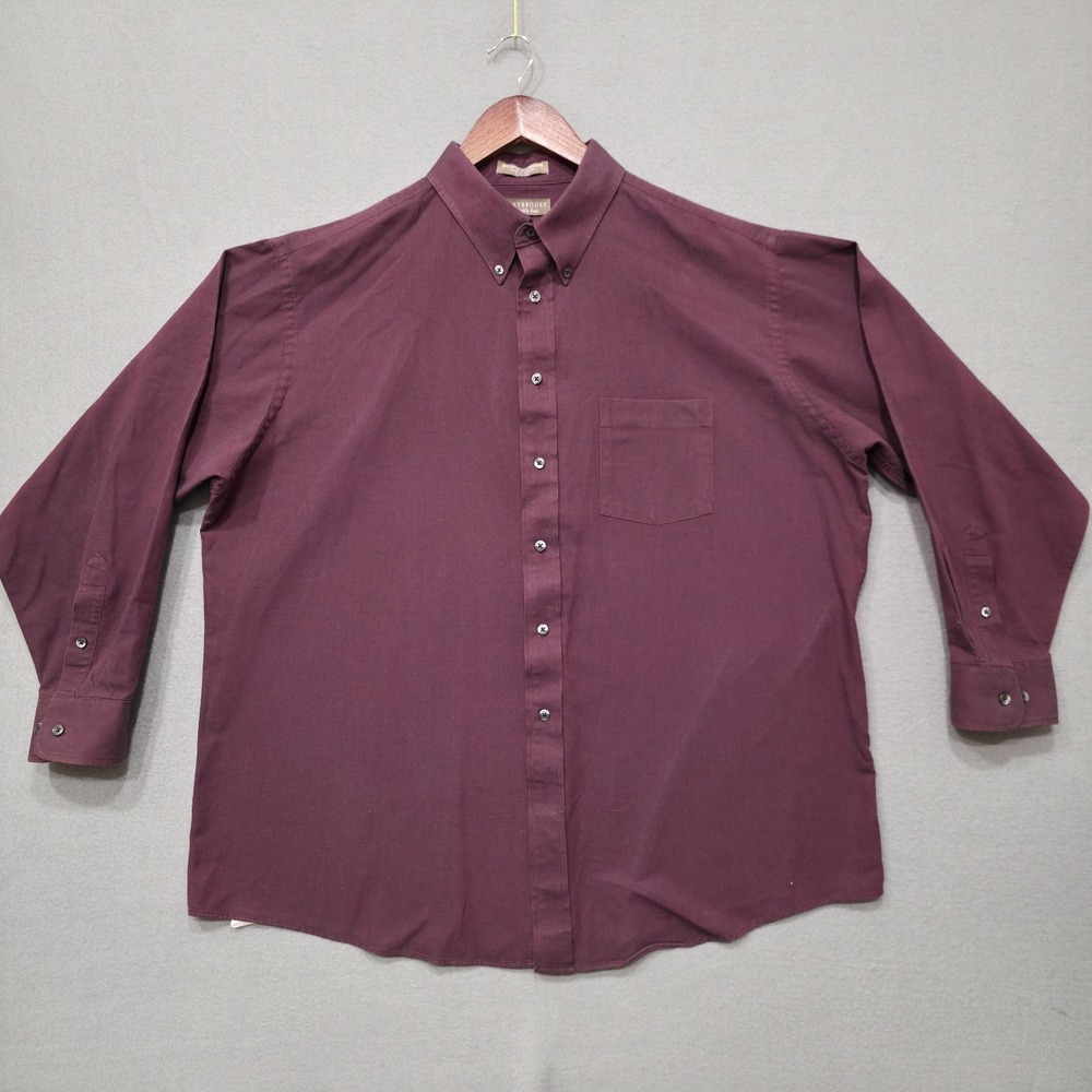Claybrooke Men's‎ Wrinkle Free Burgundy Long Sleeve Dress Shirt Size 18-34/35